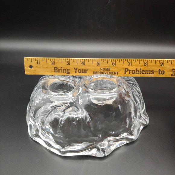 Sea Glasbruk Triple Votive Candle Holder - 8" Clear Glass Iceberg Kosta Sweden - Picture 2 of 6
